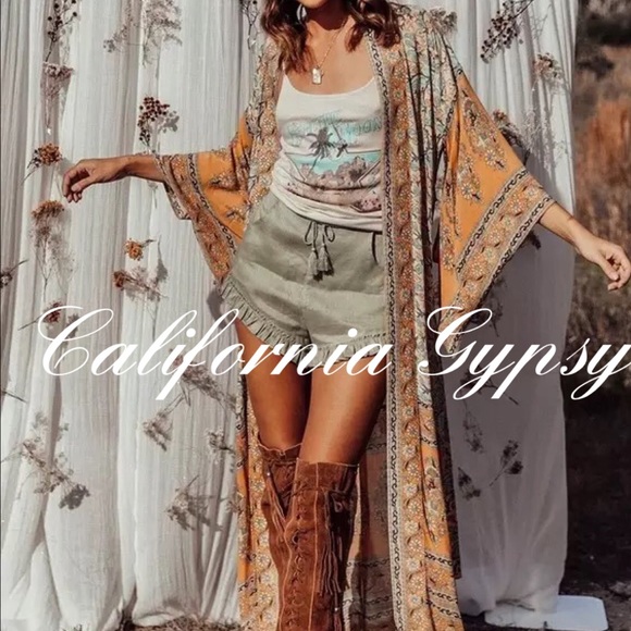 Bohemian Floral Kimono Duster Coverup - Picture 7 of 12